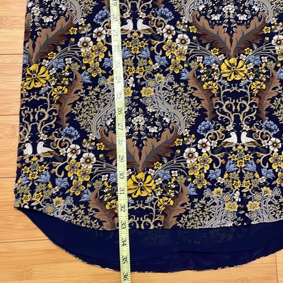 Club Monaco High Low Silk Ophelia Dress Size 8 Mini Floral Birds 3/4 Sleeve - Picture 12 of 14